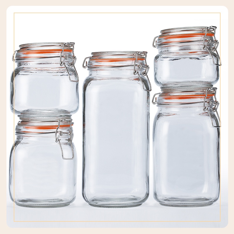 Set of Five Glass Canisters with Airtight Clamp Lids Buy Set of Five
